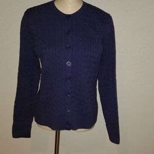 Dark Purple Cable Knit Cardigan